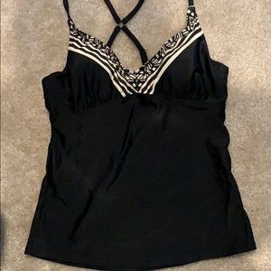 Athleta Black CrissCross Tankini 34 B/C